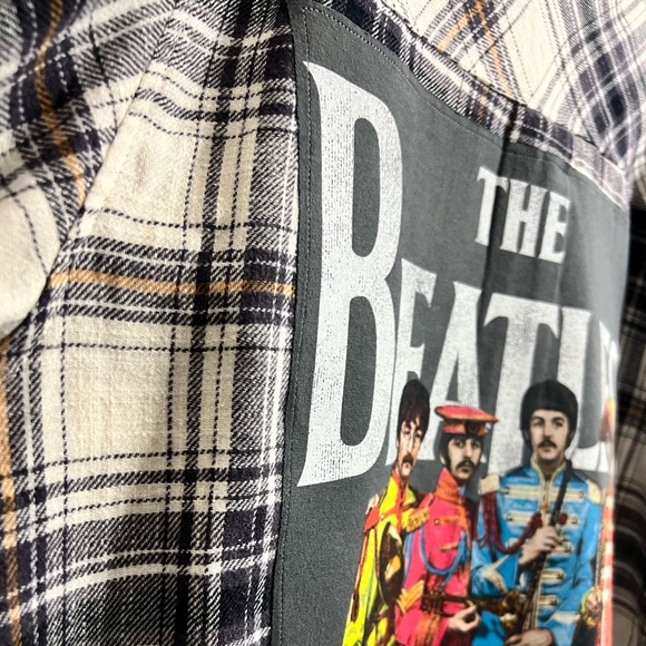 The Beatles Lonely Hearts Band Upcycled Graphic Flannel - Picture 4 of 10